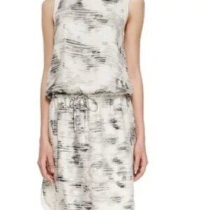 Vince 100% Silk Marble Tie Waist Casual Dress - Small